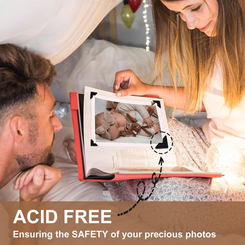 Chiallco Acid Free Photo Corners Self-Adhesive, 120 Pcs Premium Photo Corners for Scrapbooking, Black Photo Picture Mounting Corners for Photo Album, DIY Scrapbook Stickers, Memory Books, Diary - Image 2